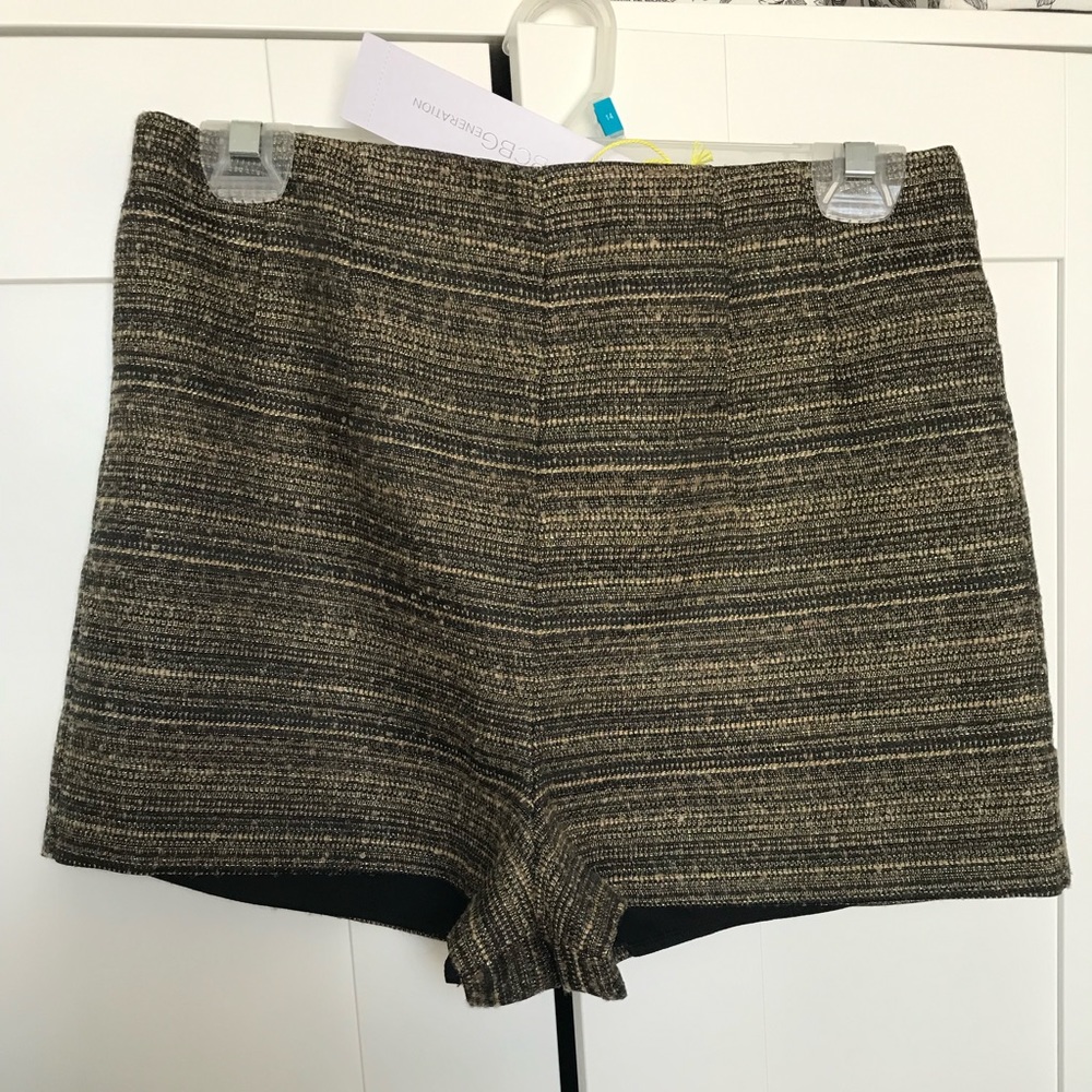 High-Waisted BCBG Gold & Black Shorts
